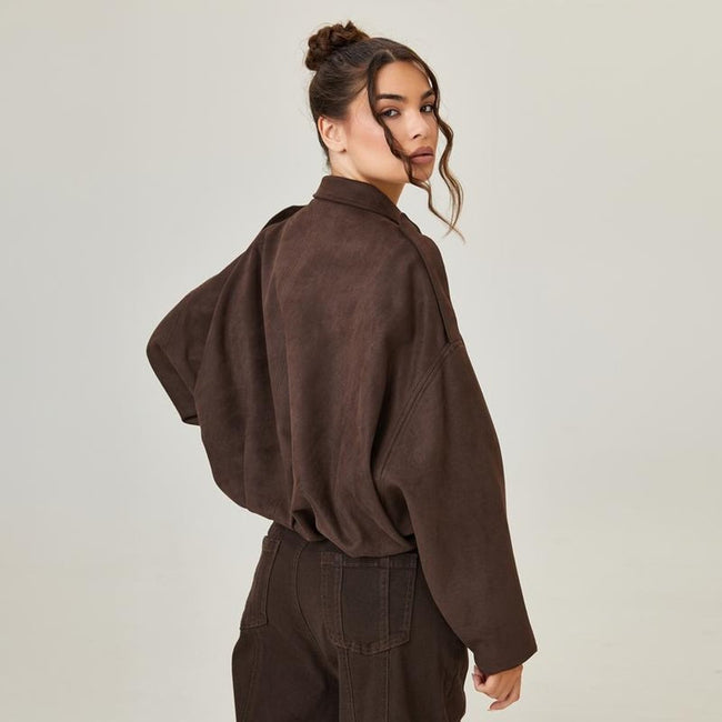 Elena | Oversized Suede Bomber Jacket for Women