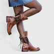 Penelope | Women's Vintage Lace-Up Studded Knee High Boots Block Heel