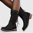 Penelope | Women's Vintage Lace-Up Studded Knee High Boots Block Heel