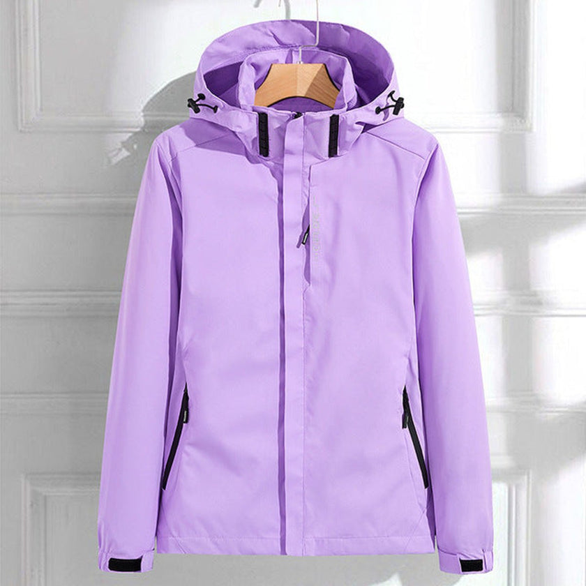Rain Jacket Women Waterproof Hooded Adjustable Fit Zip Pockets