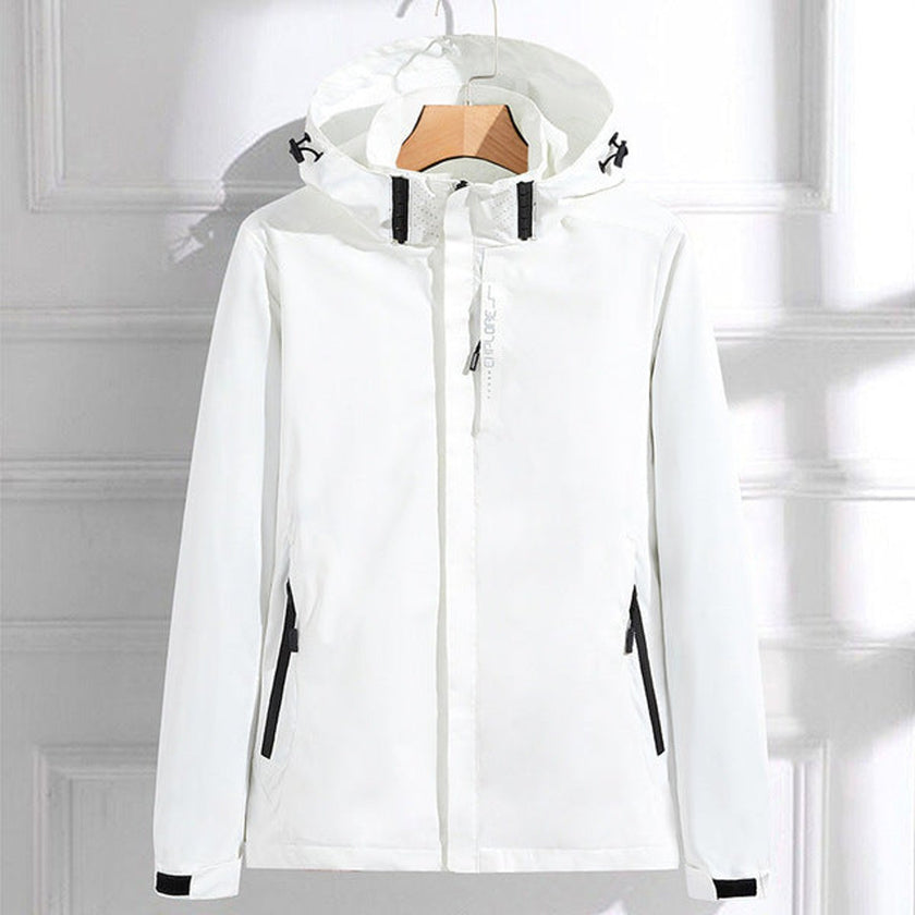 Rain Jacket Women Waterproof Hooded Adjustable Fit Zip Pockets