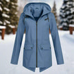 Rain Jacket Women Waterproof Hooded Longline Zip-Up