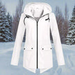 Rain Jacket Women Waterproof Hooded Longline Zip-Up