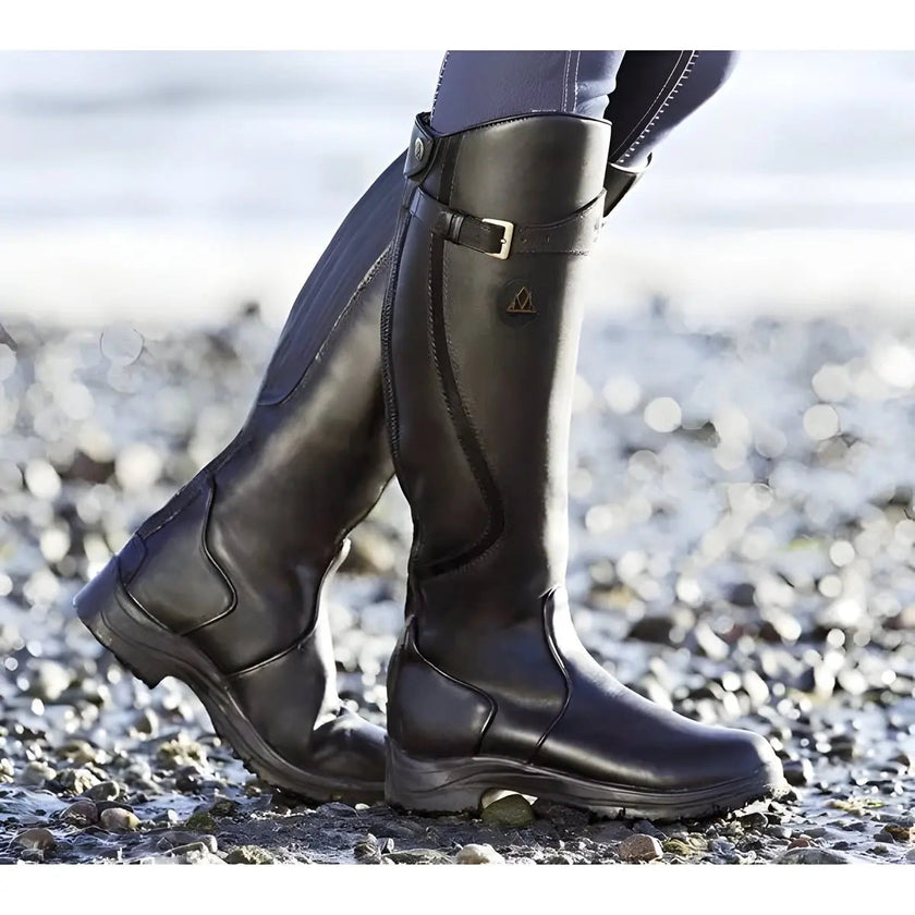 Lykke | Women's Waterproof Leather Buckle Knee-High Boots