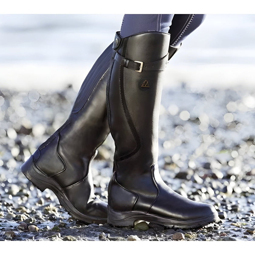 Victoria | Women's Waterproof Leather Knee High Boots Buckle Strap
