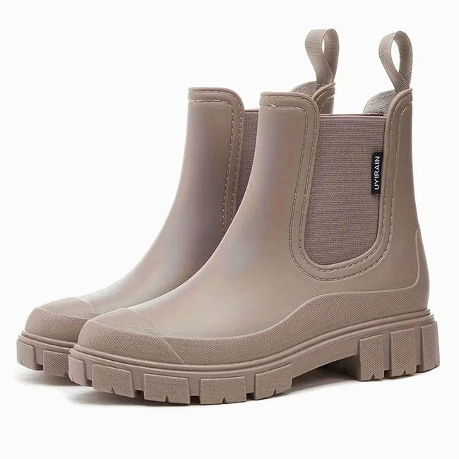 Chelsea Boots Waterproof Slip On Lug Sole Matte Ankle Rain Boots | Lise