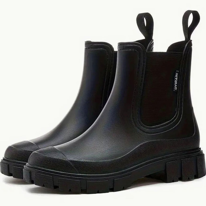 Chelsea Boots Waterproof Slip On Lug Sole Matte Ankle Rain Boots | Lise
