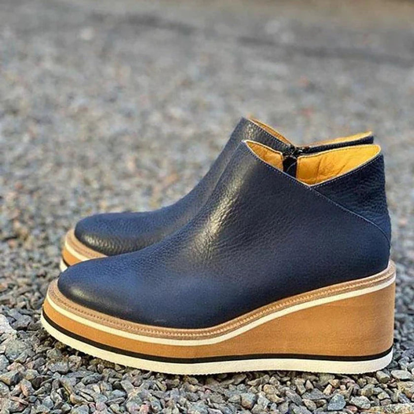 Aria | Women's Wedge Platform Zip-Up Ankle Boots