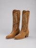 Luna | Women's Western Embroidered Suede Knee-High Cowboy Ankle Boots