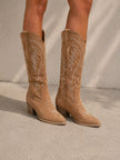 Luna | Women's Western Embroidered Suede Knee-High Cowboy Ankle Boots