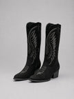 Luna | Women's Western Embroidered Suede Knee-High Cowboy Ankle Boots