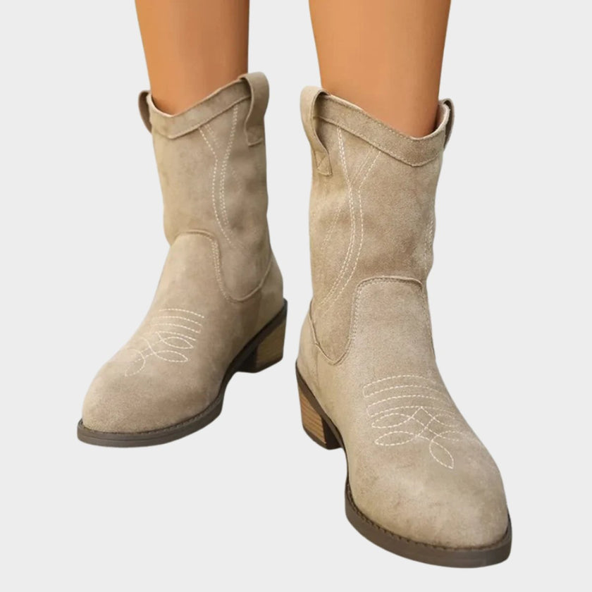 Harper | Women's Western-Stitch Suede Cowboy Ankle Boots