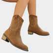 Harper | Women's Western-Stitch Suede Cowboy Ankle Boots