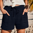 FJØRNA lightweight summer women's shorts with wide leg design and drawstring waist, perfect for casual warm-weather wear.