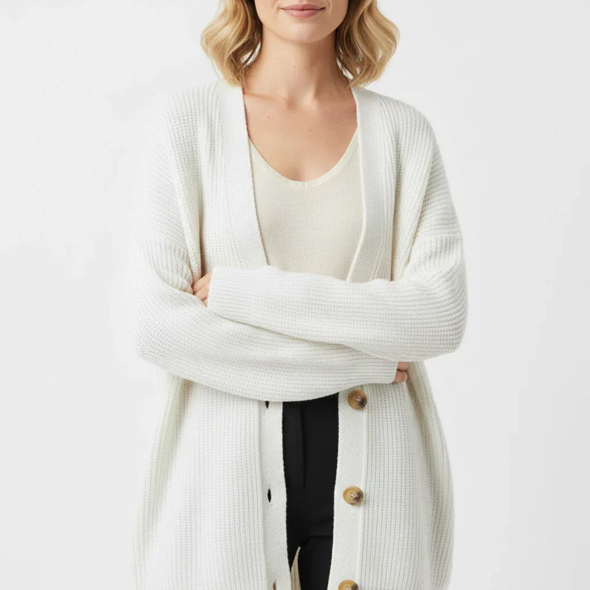Saga | Women's Oversized Ribbed Knit Button-Front Cardigan