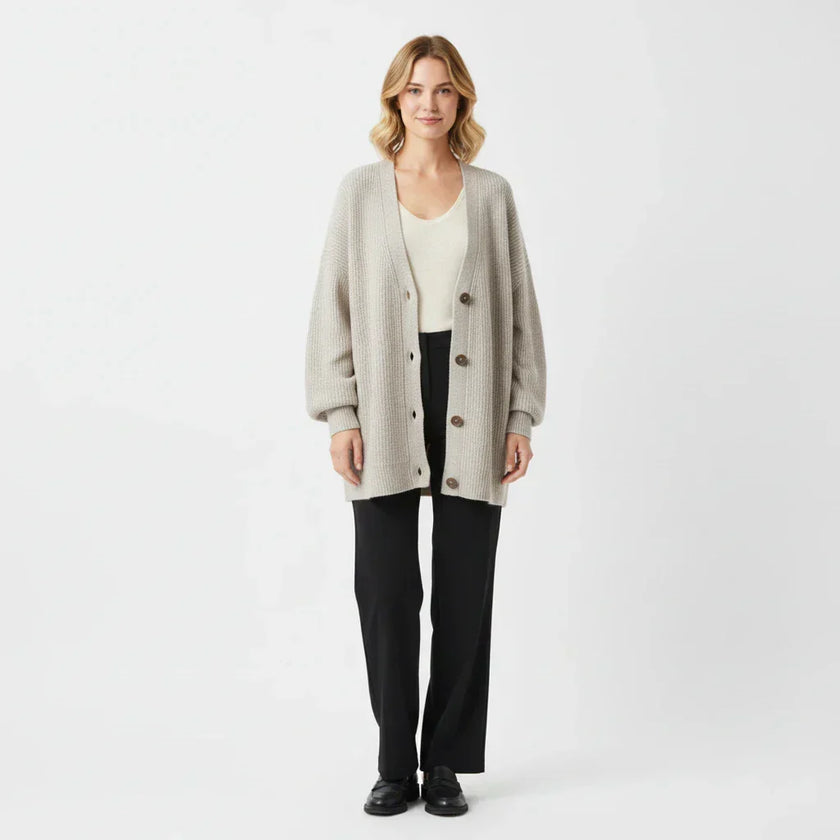 Saga | Women's Oversized Ribbed Knit Button-Front Cardigan